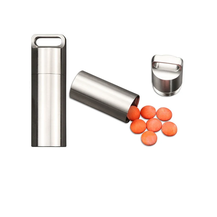 OEM Wholesale Waterproof Titanium Pill Case Sealed Capsule Container