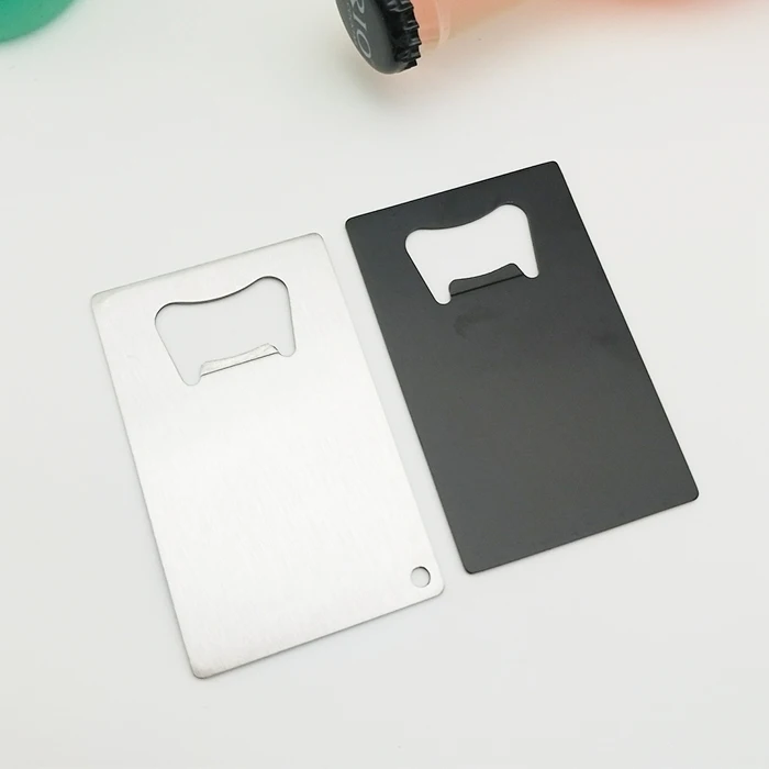 Wholesale cheap blank business card bottle opener flat brushed stainless steel bottle opener