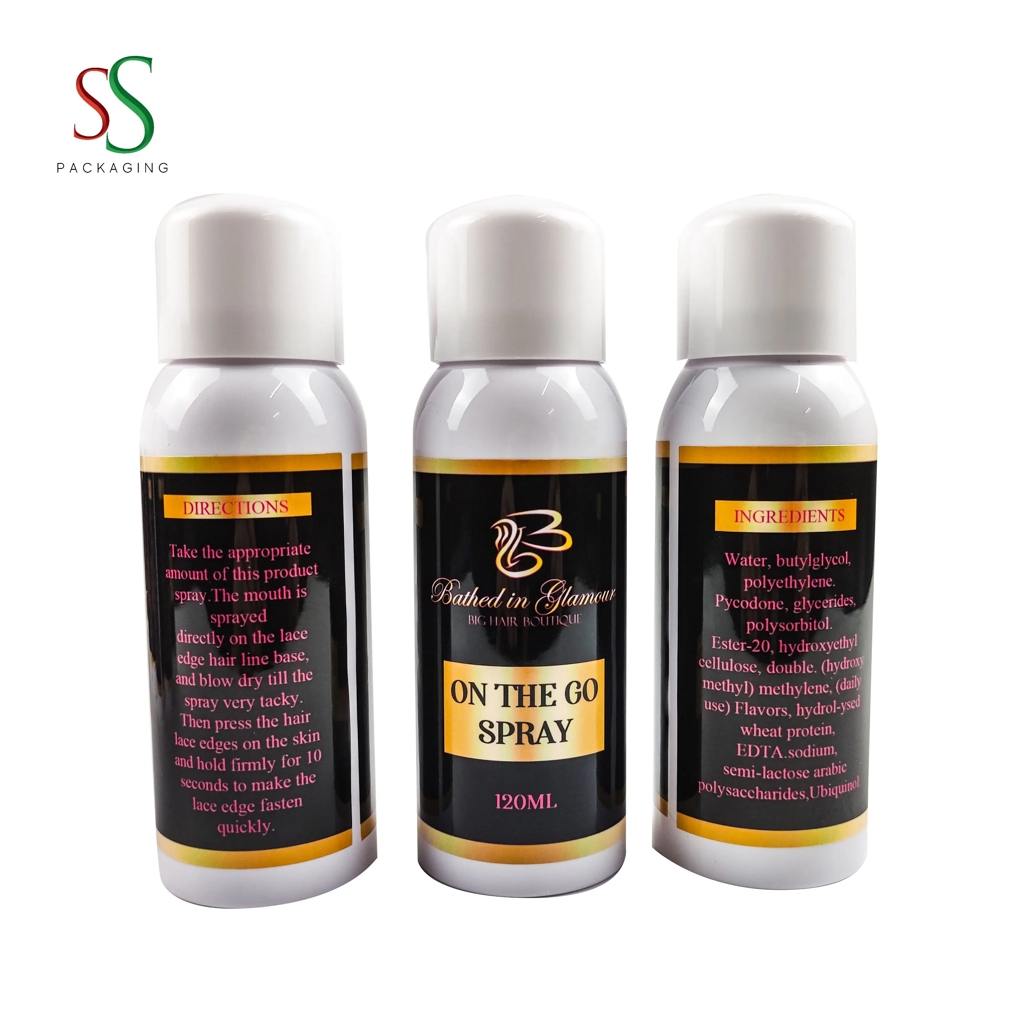 SS Hair Packaging  Melting Spray Lace Glue Wholesale Melt Down Lace Spray custom label