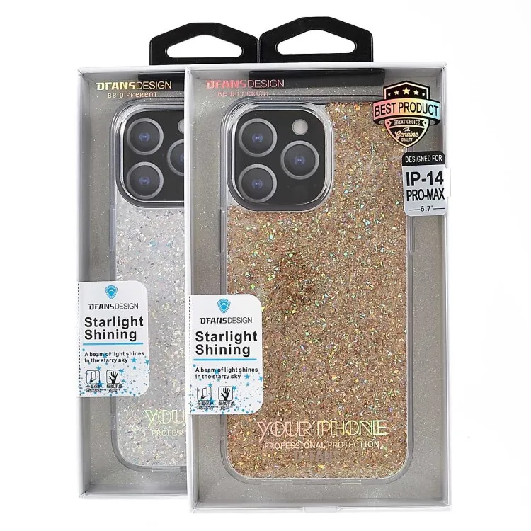 DFANS For iPhone 14 Pro Max 6.7 inch Phone Case Full Glitter Decorated Protective Case PC TPU Hybrid Anti-Scratch Cover