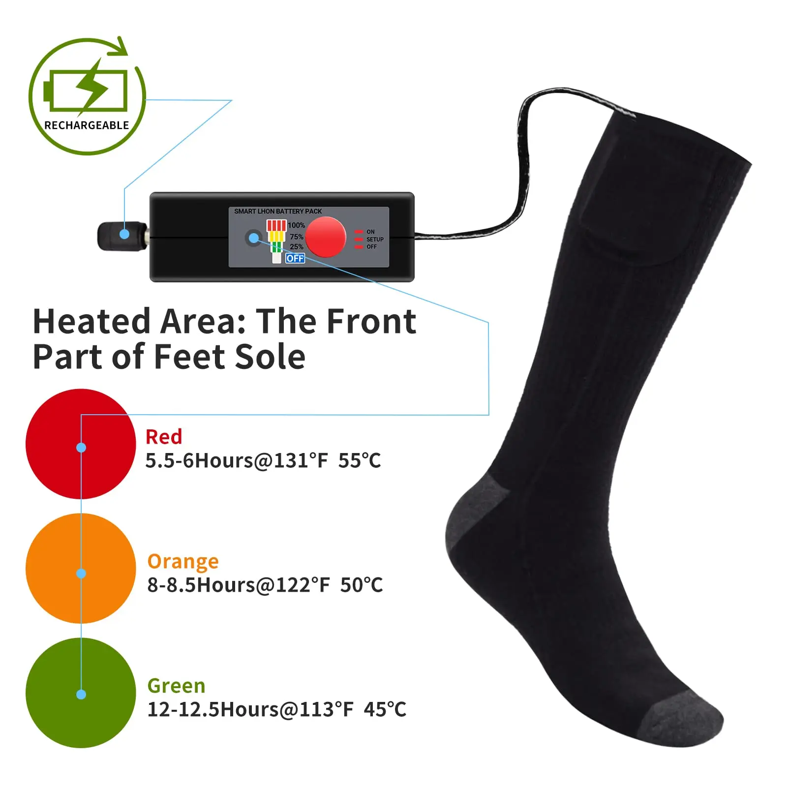 Factory wholesale rechargeable electrical thermal warm winter socks heated socks for men women