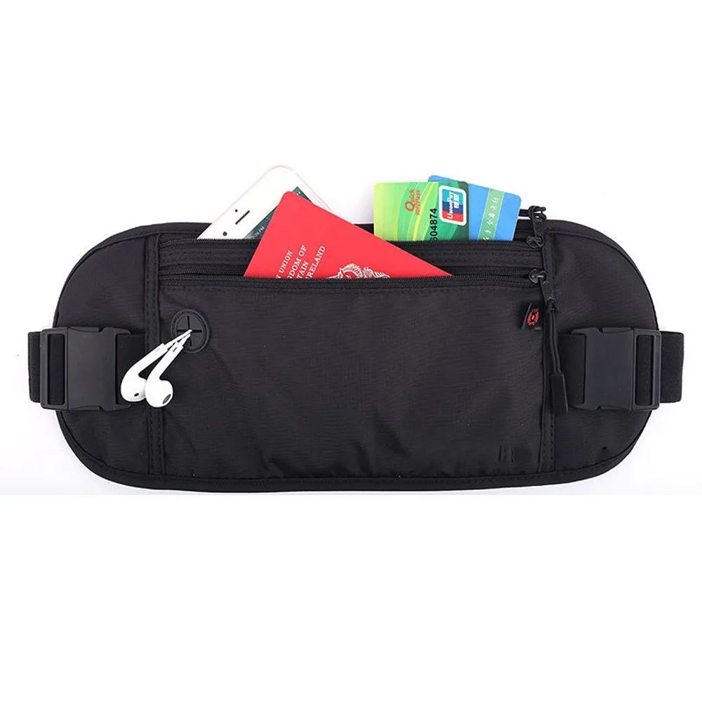 RFID Blocking Money Belt Bag Cash Card Sleeves Security Passport Holder Waist Pouch