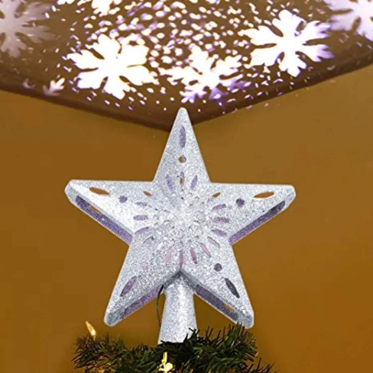 Hot selling Christmas tree topper lights led flashing star lights led rotating projector lights for holiday decoration