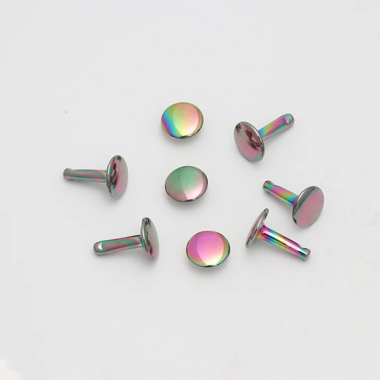 High Quality Nickel color snap button Double Side Rivet rainbow rivet for Leather Bag and Furniture