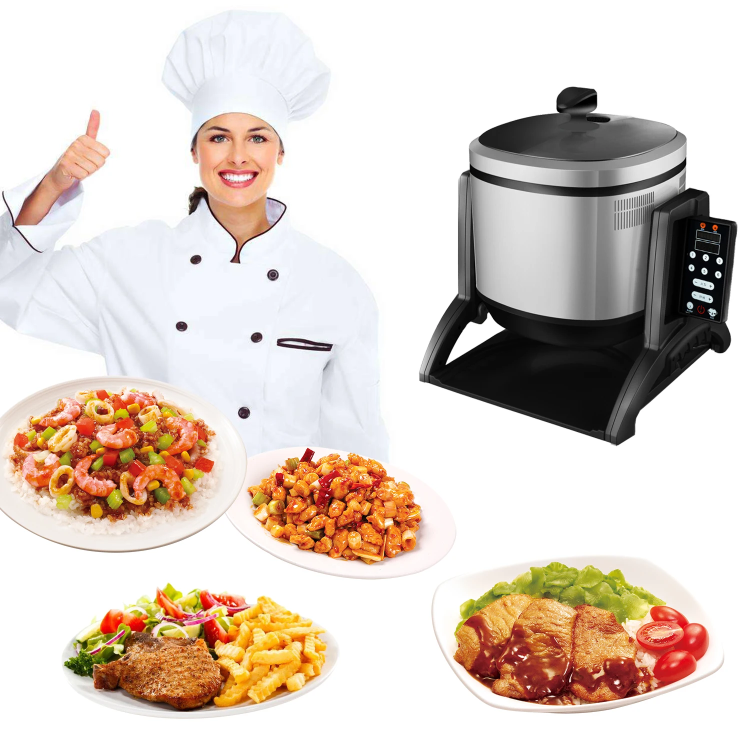 Custom 3200w Non-Stick Intelligent Food Cooker Electric Convenient Knob Switch Robot Fried Rice Fast Food Machine