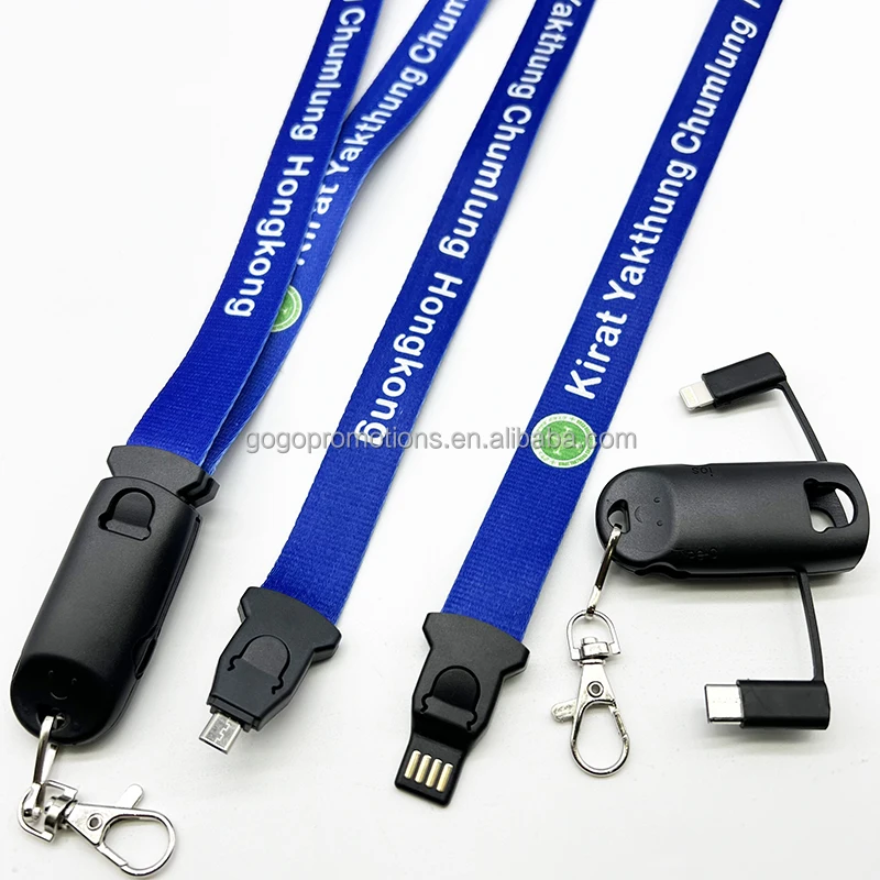 Multi color design Logo mobile phone data cable New Technique and fashion exterior usb cable charging lanyard
