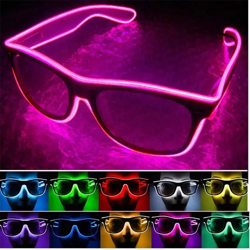 Voice Control Version Adult Role Play Party Sunglasses EL Wire LED Luminous Shutter Glasses