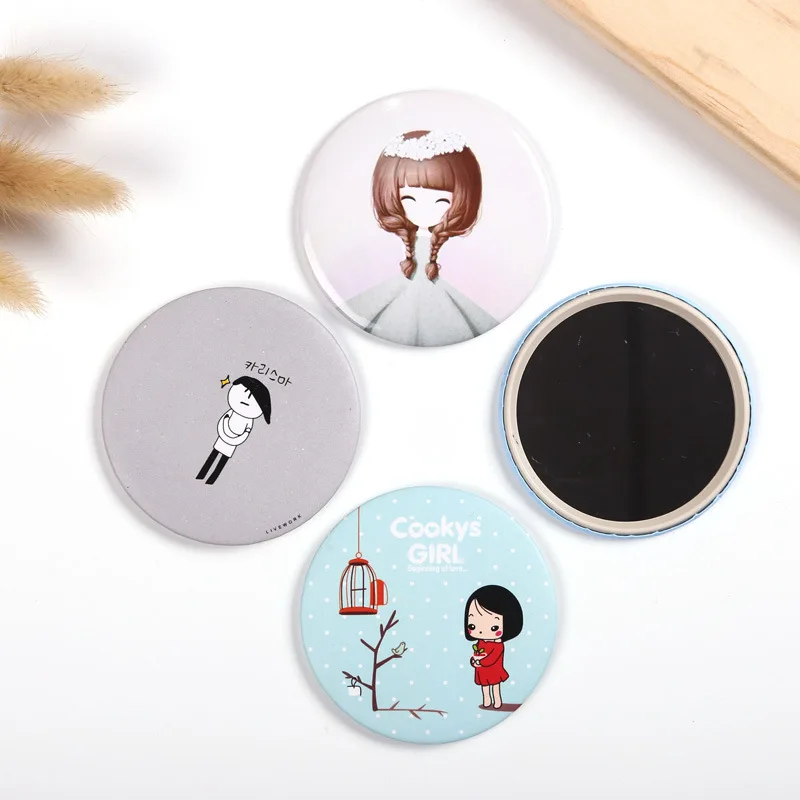 2020 New Trend Vanity Makeup Mini Hand Cute Pocket Round Beautiful Personal Pu Magic Cartoon Handheld Mirror