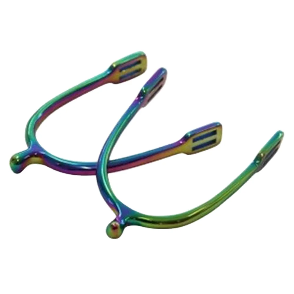Rainbow color horse stainless steel English spurs Horse Tack by Riaz Jamal Intel