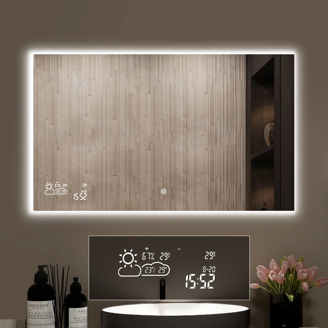 New Design Smart Heating Led Mirror Makeup Fogless Mirror With Led Lights