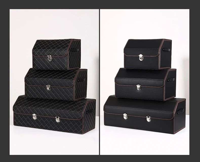 high quality leather car storage bag for Car Trunk Storage Organizerbag