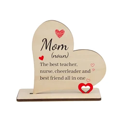 Деревянная табличка в форме сердца для мам, подарок, выгравированное сердце, значок, домашний декор, орнамент на день матери, день рождения, День благодарения, сувенир