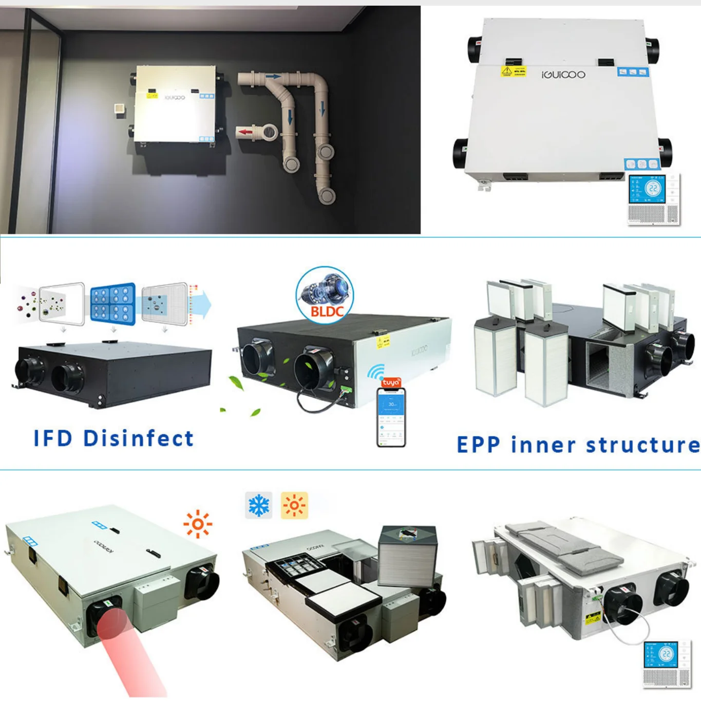 HVAC 588-3530 CFM  exhaust and fresh air erv hrv ventilation system with heat recovery for hotel