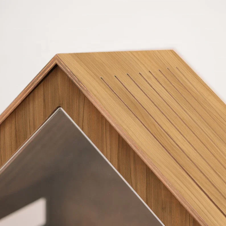 Cat Scratcher House With Acrylic Door Stained Wood Dog Furniture Houses Large Washable Luxury Cat Bed Pet Dog Bed