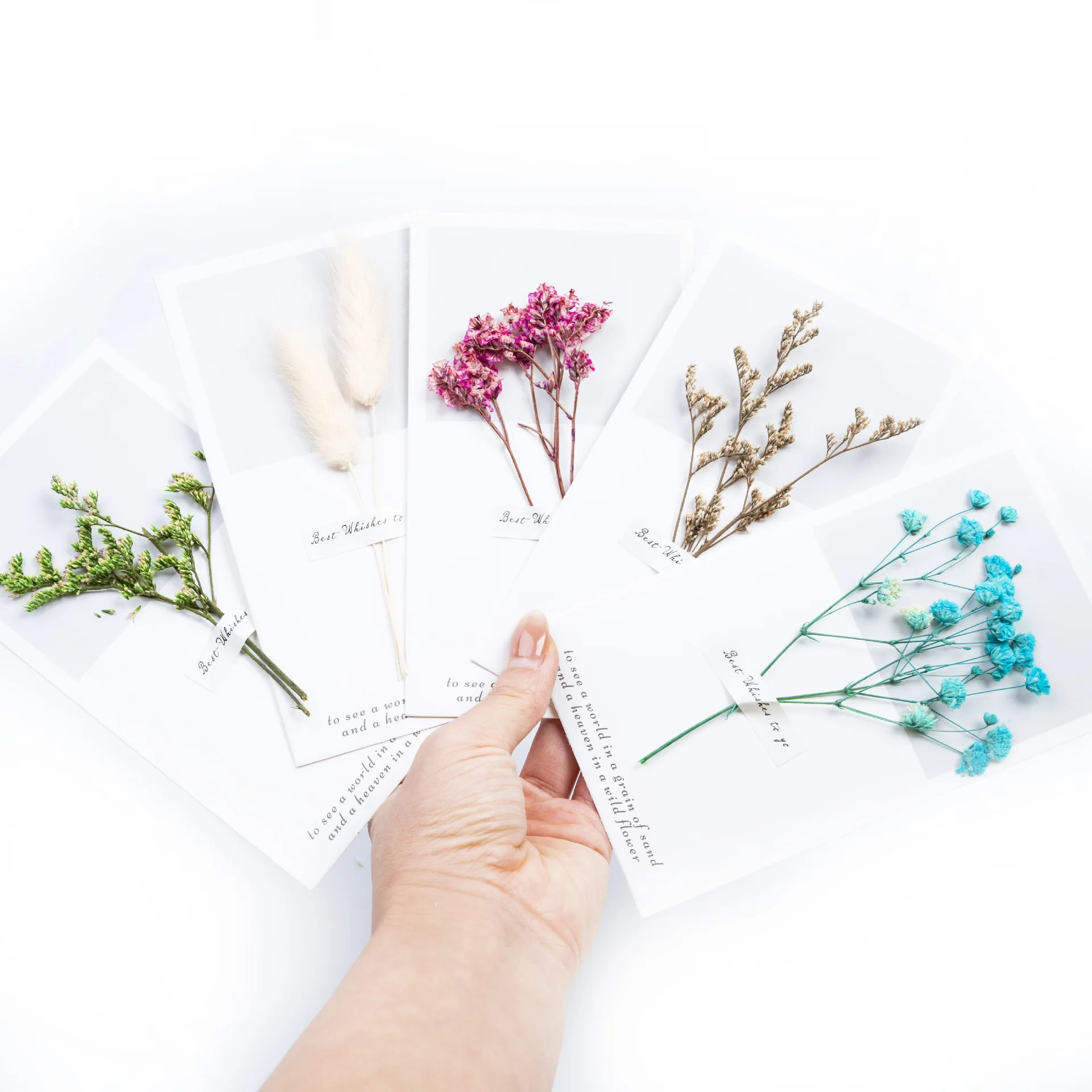 Paper Crafts Dried Flowers Greeting Cards Mini Greeting Cards Customer Greeting Card With Dried Flower