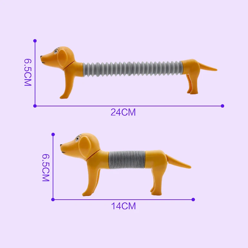 Sensory Colorful Stretch Decompression Pipe Toys customized Amazon Plastic Funny Fidget Pop Tubes Dog