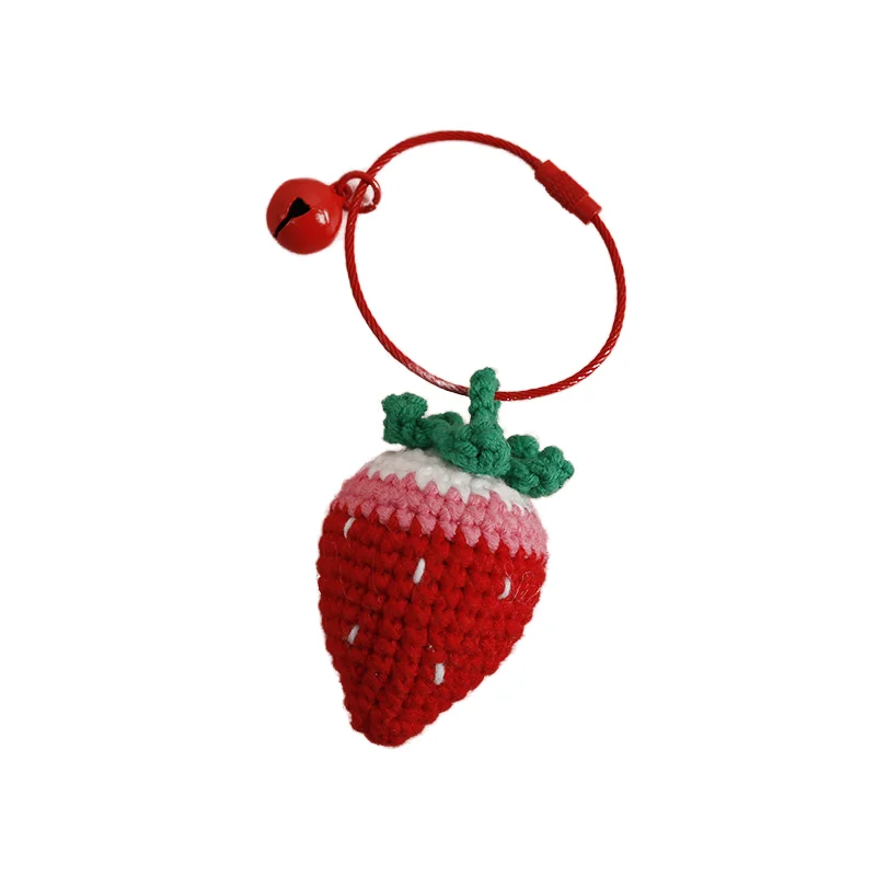 2024 New Fashion Crochet Stainless Steel Strawberry Keychain Sweet Keychain for Gift