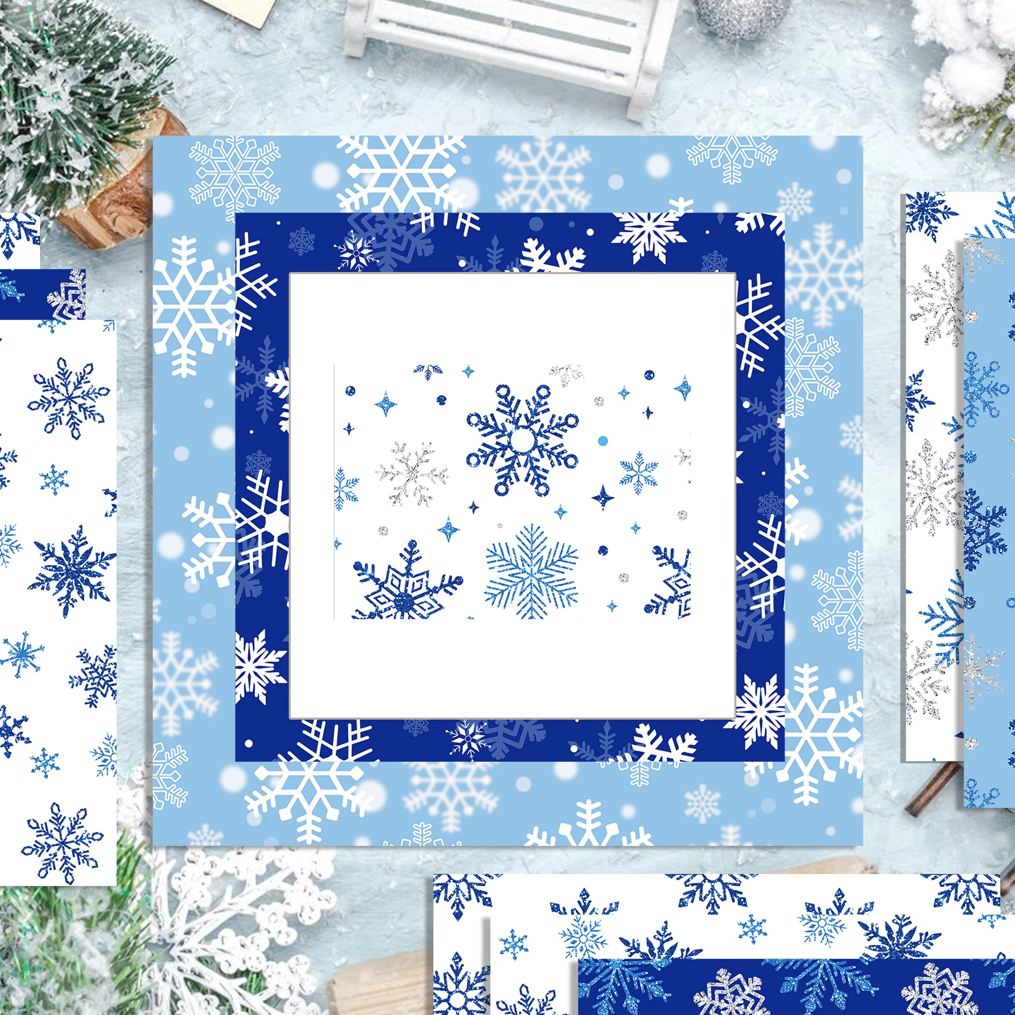 WW129 Christmas Winter Snowflake Pattern Scrapbook Paper DIY Craft Background Paper for Christmas Party Card Making Decoration