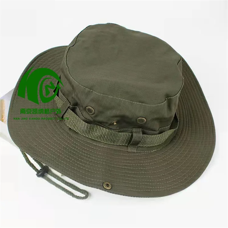 Kango Camouflage Embroidery Bucket Hat Custom Wash Cotton Sun Hats Plain Outdoor Fishing Boonie