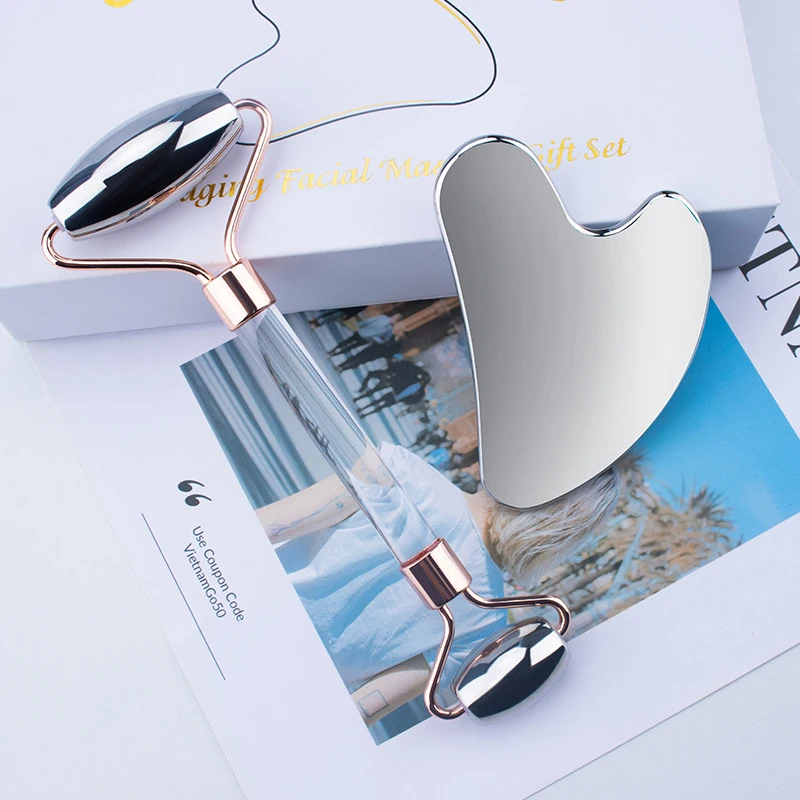 2022 anti aging therapy 100% natural jade roller and gua sha set face message roller gua sha and roller set amethyst