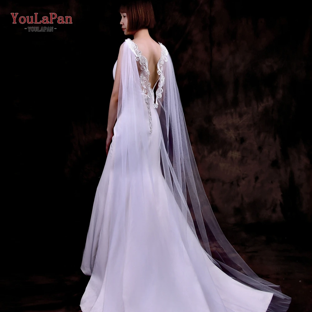 YouLaPan VG85 Gorgeous Lace Applique Adorn Women Bolero Shawl Wedding Accessories Detachable Wings Bridal Dress Cape
