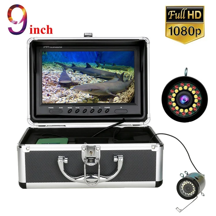9inch Fish Finder Underwater Fishing Camera15pcs Infrared Lamp HD 1080P 15M Camera+15pcs White LEDs For Ice Fishing