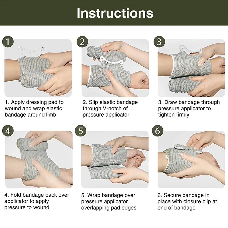 Tactical First Aid Trauma Wound Dressing Hemostatic Israeli Emergency Compression Bandage 6 Inch