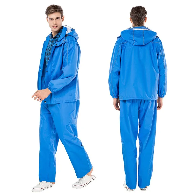 Custom LOGO Print Unisex Vinyl PVC/Polyester Taffeta Raincoat Pants and Jacket Security Raincoat Suit for Bike Motorcycle Rider