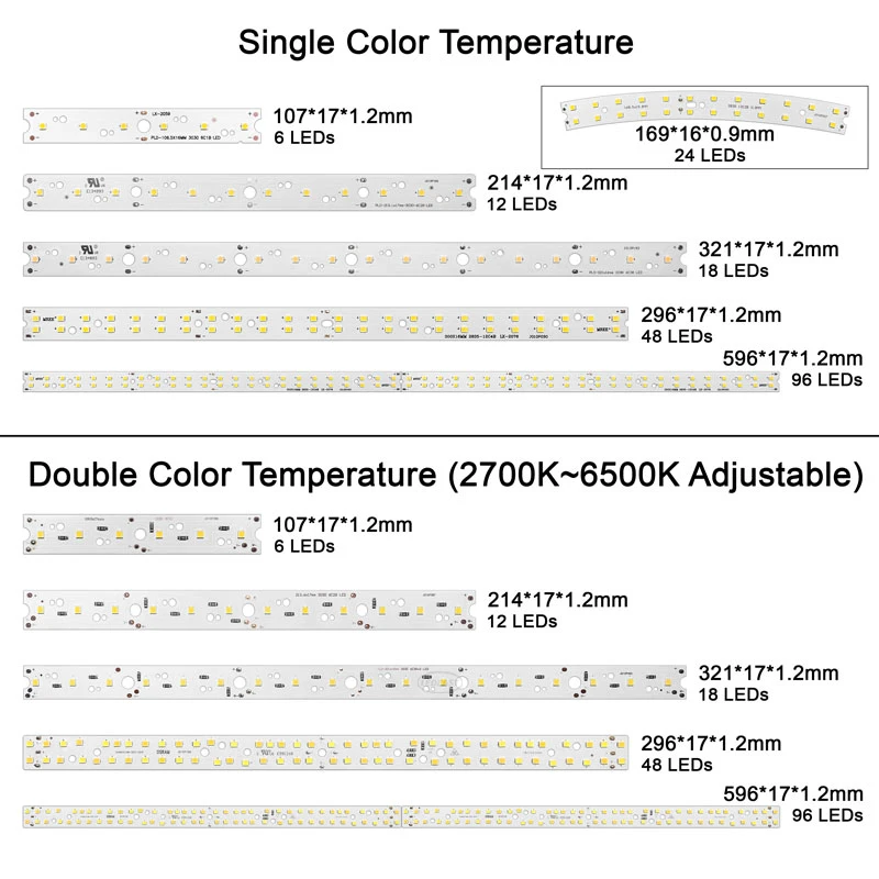 LEDEAST SPTW-PCBA06 L107*W17mm LED 6-18W 3030 Chip PCB 6pcs SMD CW Color Changing Light PCBA  Emitting Diode