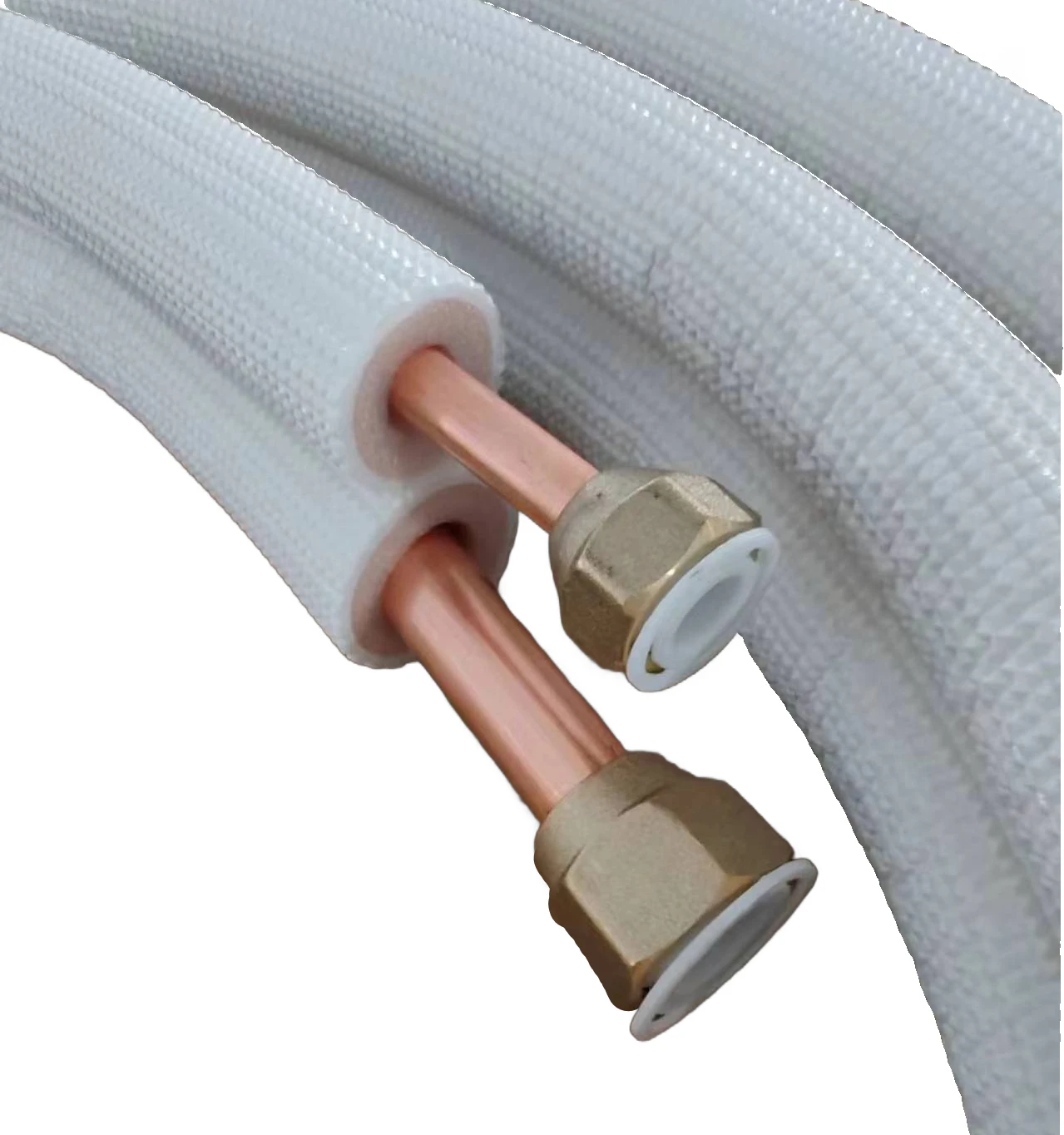 Изолированная медная трубка с расширенным соединением и гайкой высококачественная изоляция медных труб