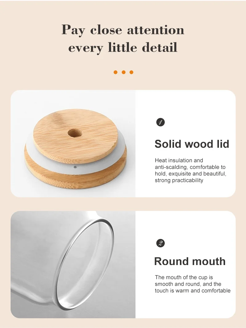 Drinking Cup Glasses with Bamboo Lid and Glass Straws Cute Glasses Beer Jars Glasses beer can glass