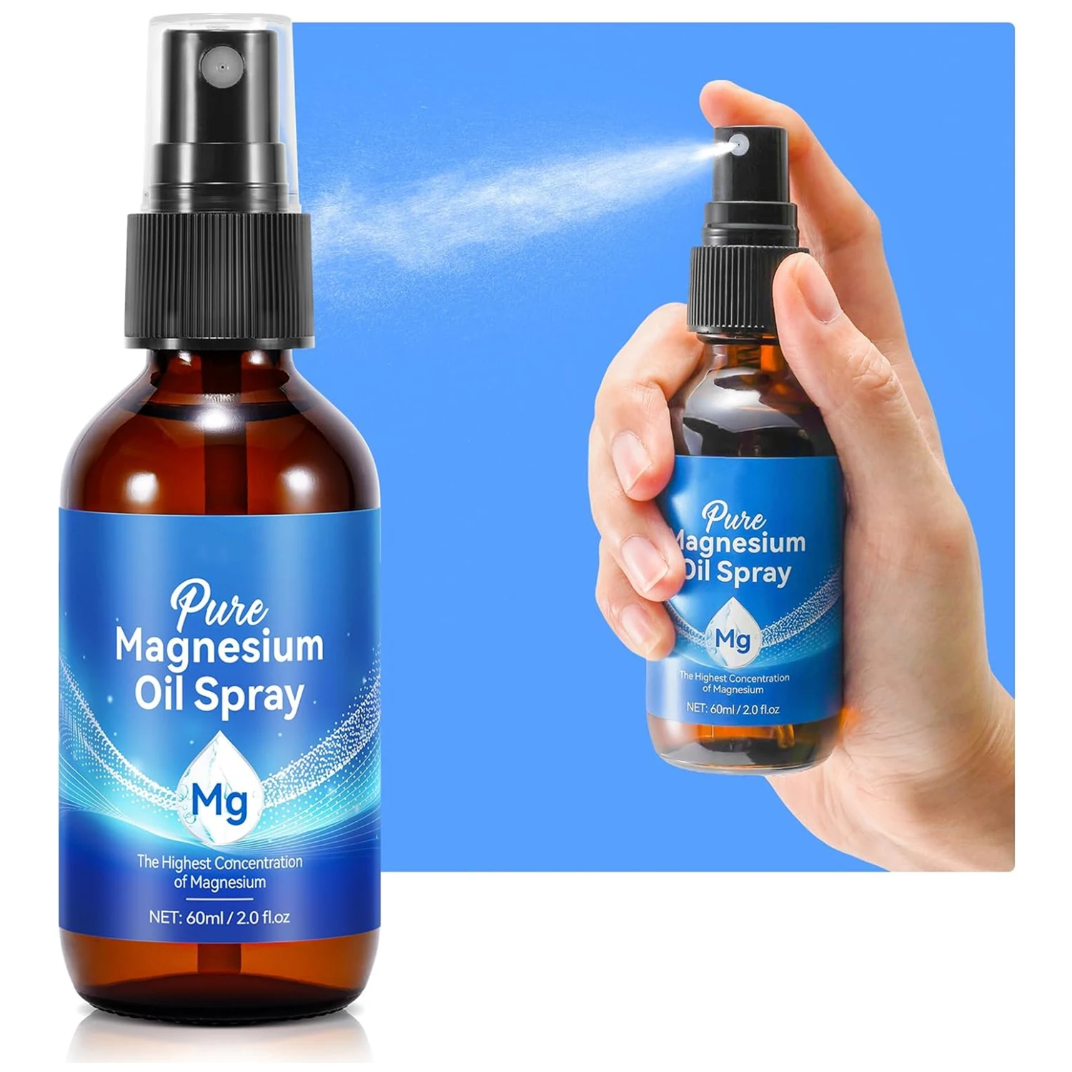 Private Label Pure Magnesium Oil Spray Fast Absorbent Promotes Body Calm Sleep & Relaxation High Effective