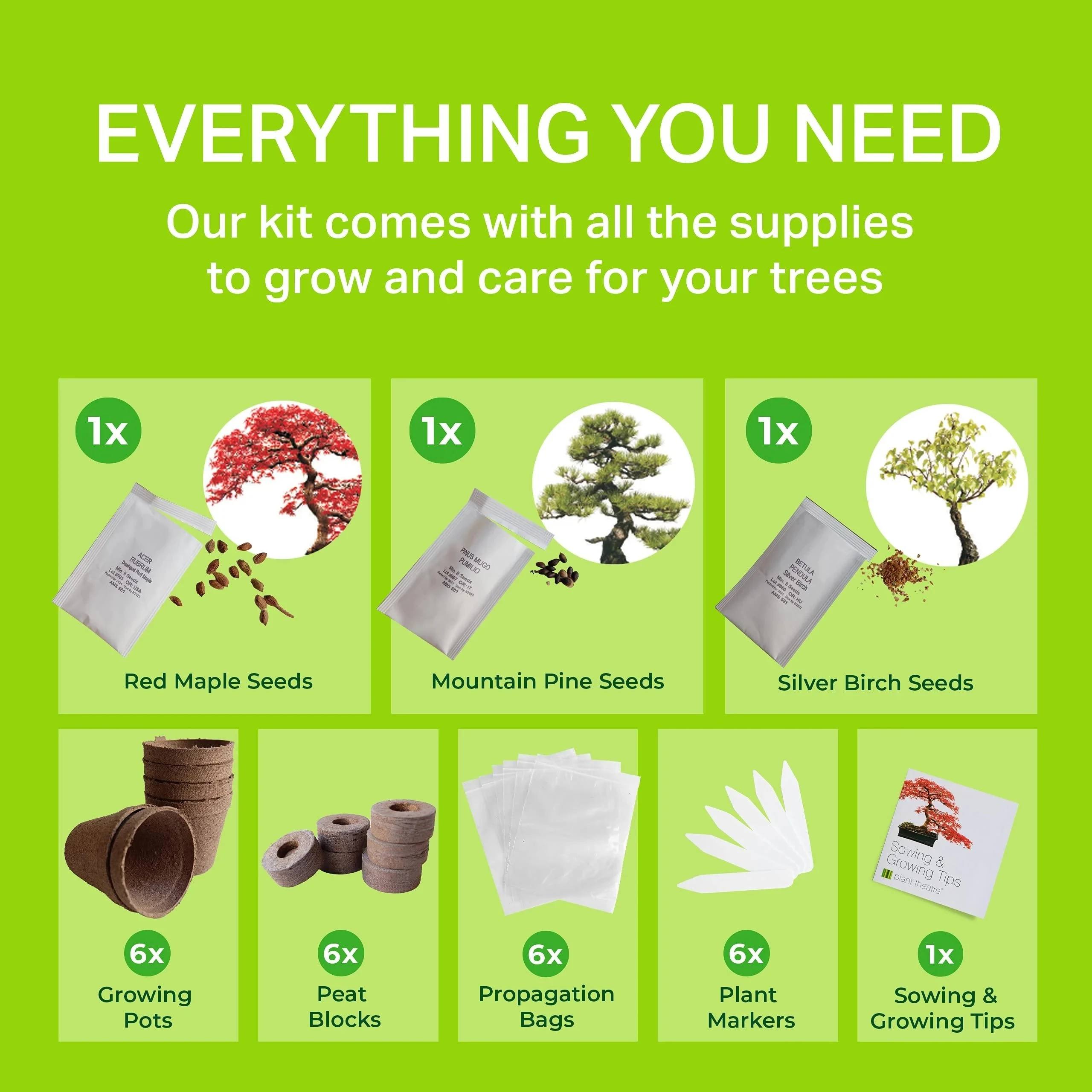 Plant Theatre Bonsai Kit Bonsai Trio Tool kit Gardening Gifts for Women & Men