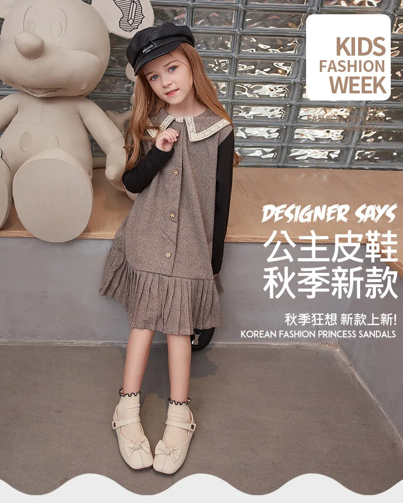 Туфли для девочек Новинка весна-осень 2021 детская кожаная обувь для студентов обувь принцессы однотонная обувь универсальная мягкая подошва