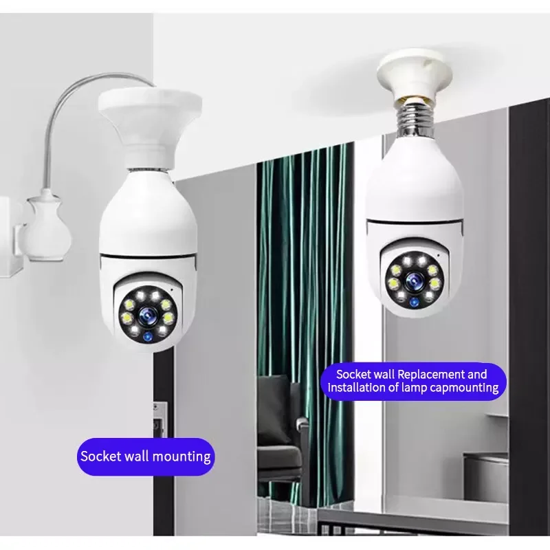 HD 720P Night Vision Wireless Bulb Lamp Camera Auto Tracking 360 Degree Wifi Home Security Cctv Light
