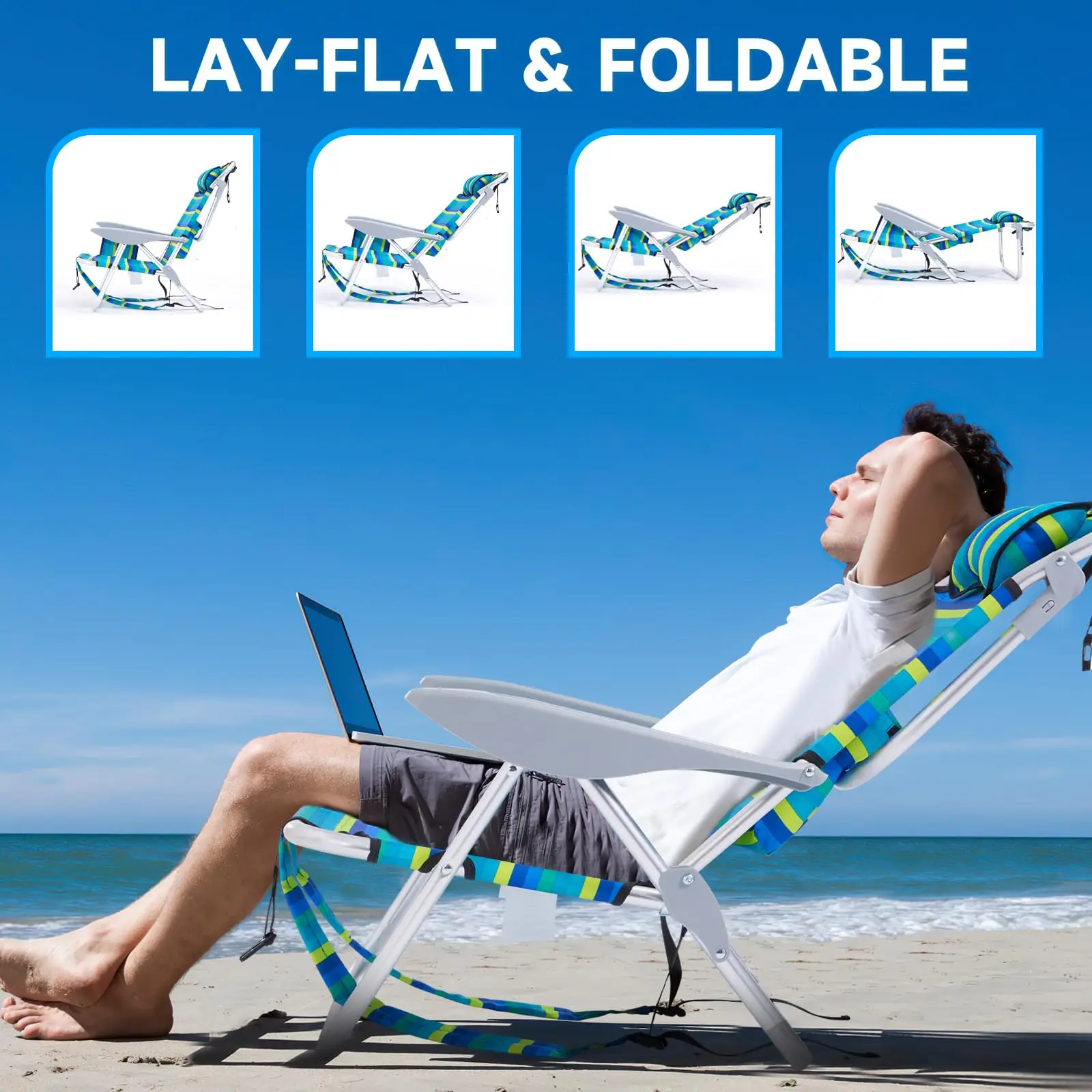 Wholesale Custom Outdoor Lightweight Foldable Camping Chair Portable Lounge Chair Adjustable Backpack Beach Chair With Logo