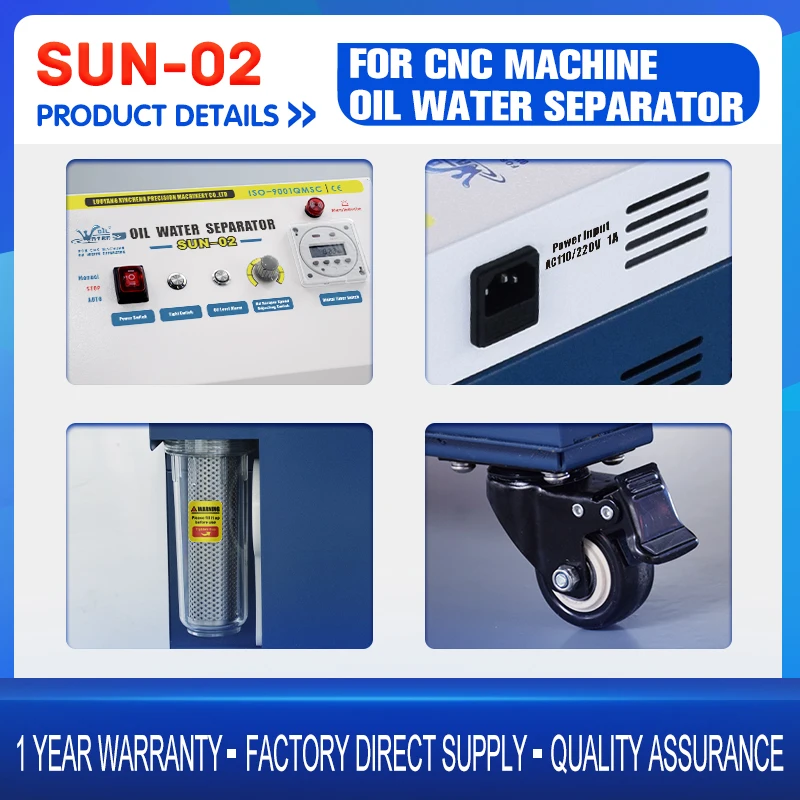 Oil Water Separator  SUN-02 30W Oil Skimmer, 9L Oil Tank for CNC Machine Tool Cutting Fluid Purification
