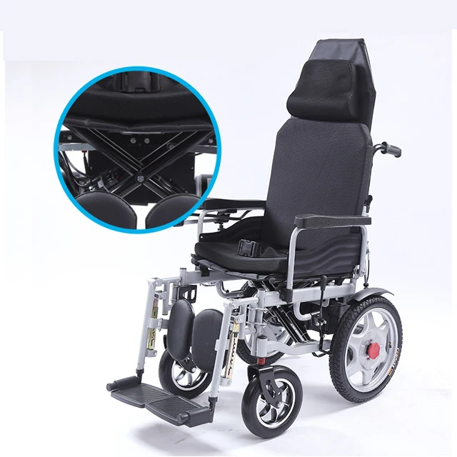 New foldable electric wheelchair high backrest light electric wheelchair with lithium battery
