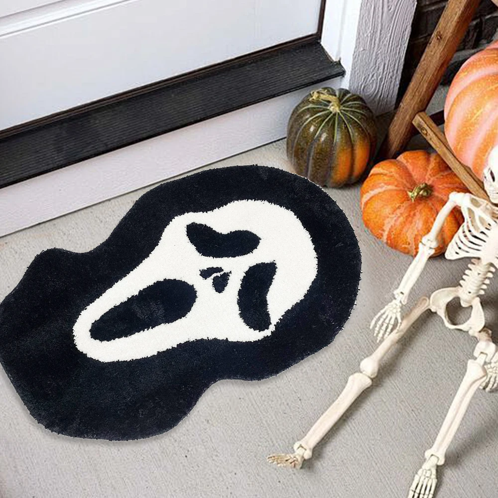 Halloween Ghost Bath mat Non-Slip Goth-Inspired Bathroom Decor Soft Microfiber,Absorbent Machine Washable Shower Rug