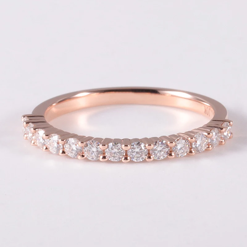 Provence Jewelry 1.8mm melee moissanite 10k rose gold eternity ring band for daily wearing