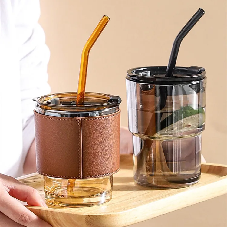 Портативный стеклянный стакан кофейная чашка с крышкой и соломой двойного назначения герметичные чайные чашки многоразовые дорожные кофейные кружки 15 8 унций