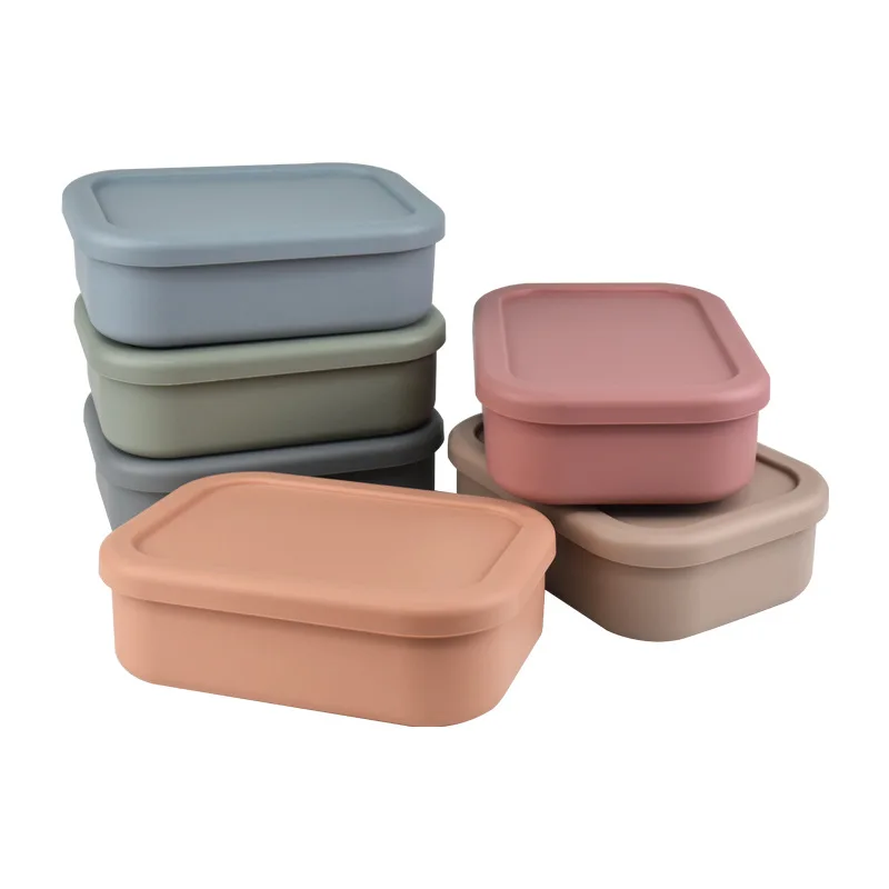 Hot Selling Freshness Preservation Food Grade Silicone Sealed Storage Boxes Bpa Free Kids Silicone Bento Box Baby Food Contain