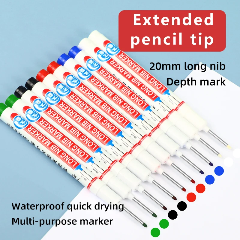 Water Resistance 20 mm Long Nib Markers Deep Hole Marker Pen for Production Mark Woodworking Marker Long Nib Pen