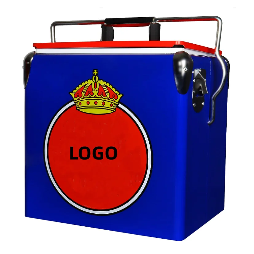 Factory Wholesale High Quality Portable Cooler Box Picnic Beer Vintage Cooler Bag Ice Metal Box