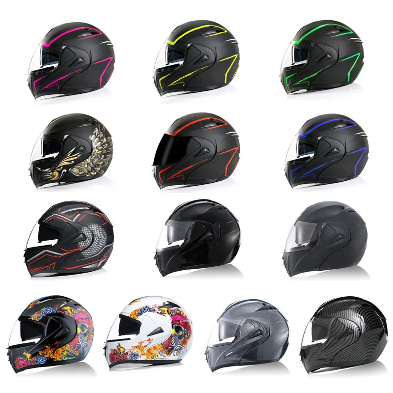 Customized Colour White Red pink Orange Cool Carbon Fiber Moto Biker Fullface Motorcycle Helmet