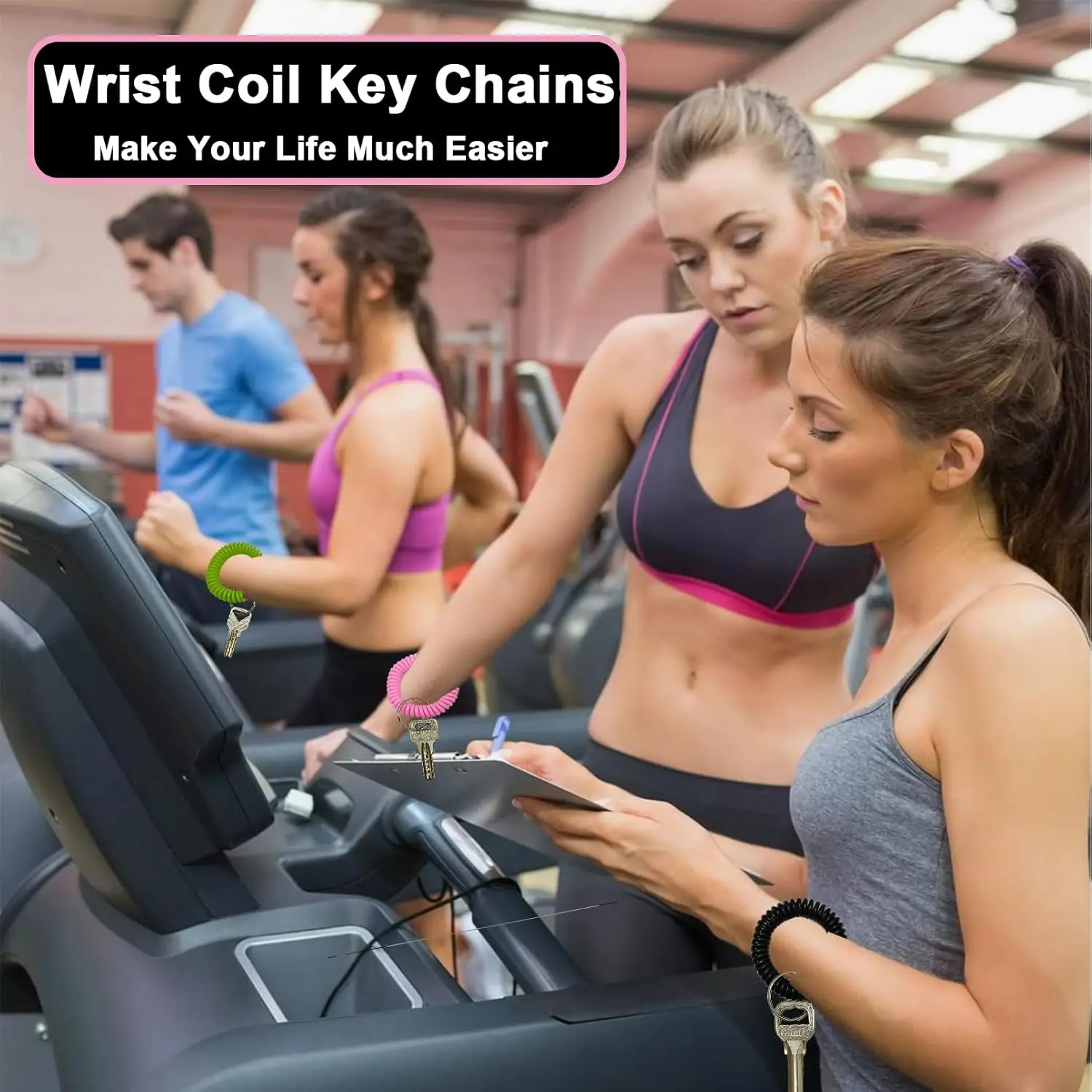 Plastic Wrist Coil Key Chain Spring Spiral Stretch Keychain  Line Ring elastic Spiral Bands for Fitness Gym Sports keys