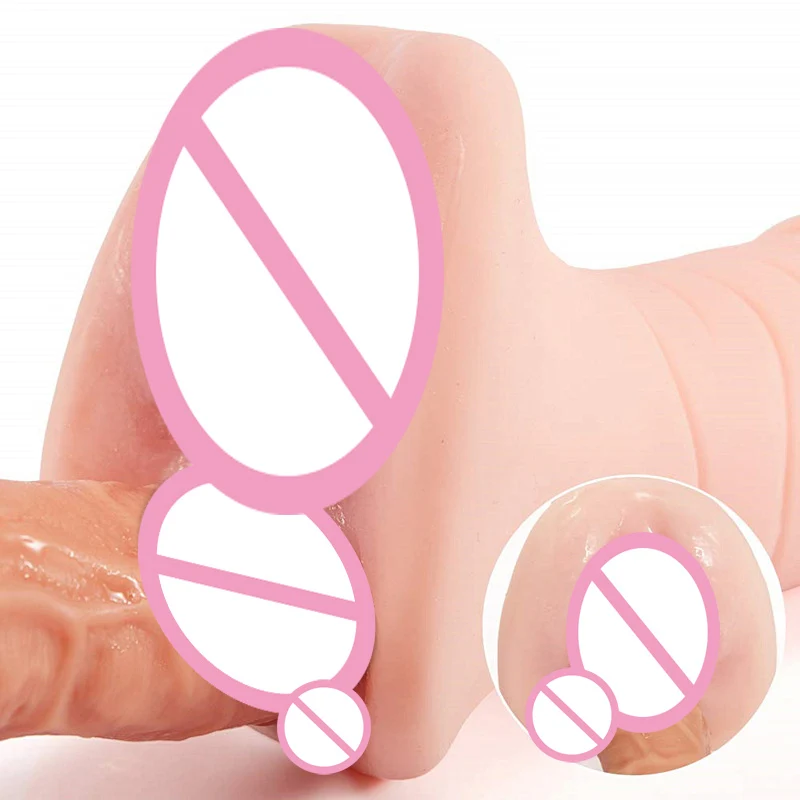 Men Realistic Vagina Anal Pocket Pussy Male Masturbator Dual Channel Adult Soft Silicone Erotic Vaginal Anus