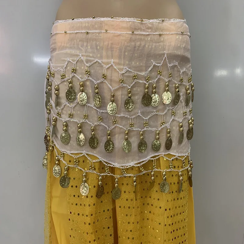 Q31055 Latin Samba Dance Belly Dance Skirt Hip With Dangling Gold Coins Belly Dancer Costumes for Women Girls