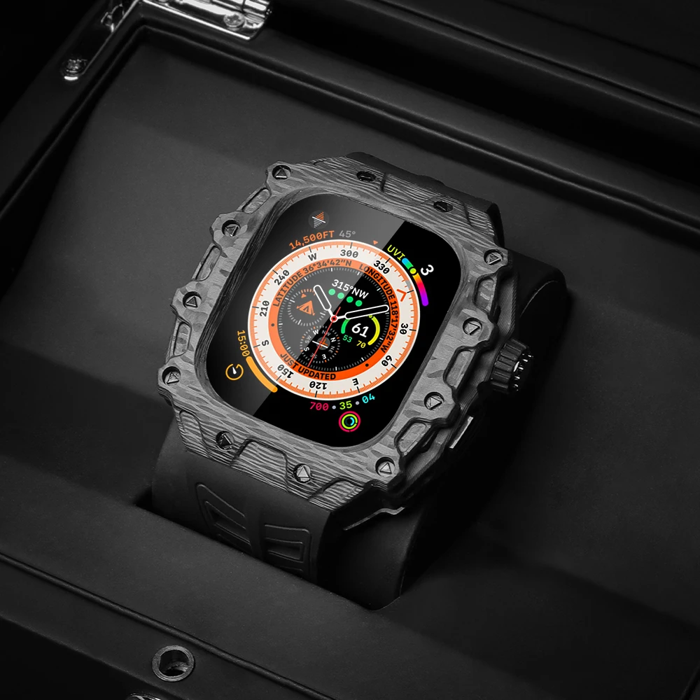 Полный комплект из углеродного волокна RM для часов для apple watch ультра 49 мм флюоро резины металлический Роскошный чехол для часов