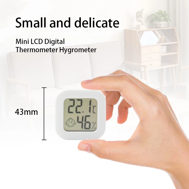 Electronic Digital Temperature and Humidity Meter Smiling Face Thermometer Car Mounted Refrigerator Indoor Pink